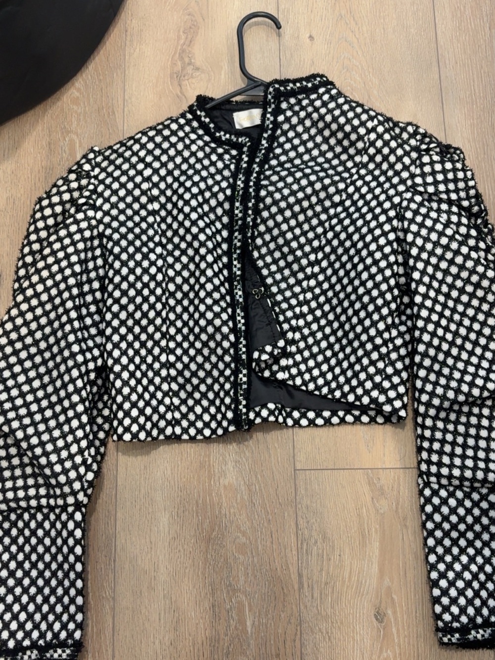 Cropped Black & White Patterned Women's Jacket